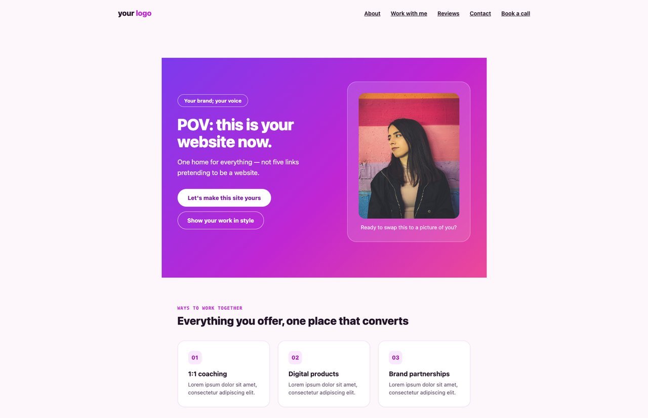 Creator Starter Website preview, image 1